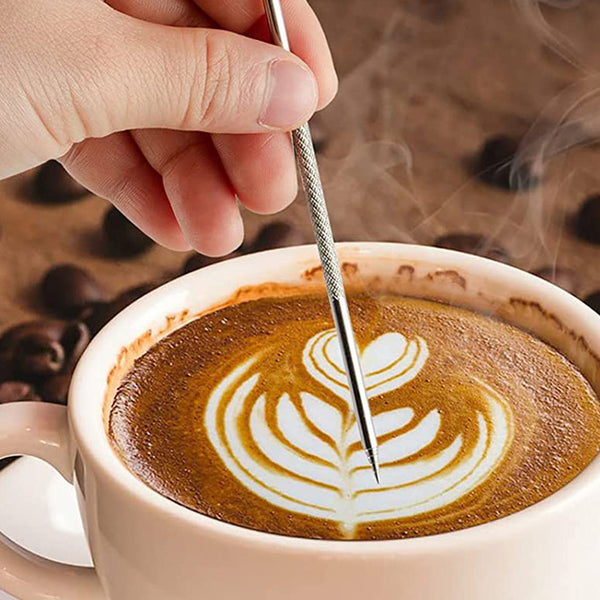 Foxglove Latte Art Pen | roestvrij staal koffie kunst pen | bestek gereedschap | koffie gesneden stick voor cappuccino latte espresso decoreren Foxglove Latte Art Pen | roestvrij staal koffie kunst pen | bestek gereedschap | koffie gesneden stick voor cappuccino latte espresso decoreren
