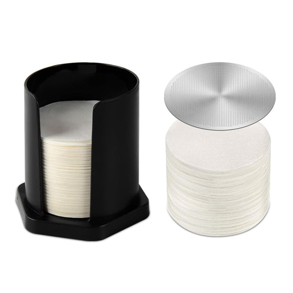 AeroPress coffee filter holder in black for organising and storing paper filters