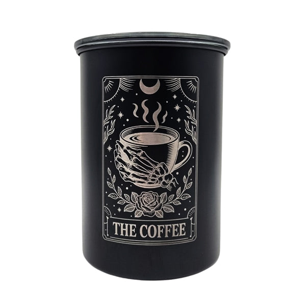 Airscape 7 inch limited edition engraved art series black coffee bean storage canister with airtight lid