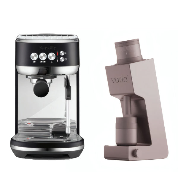Breville Bambino Plus Black Truffle Varia VS4 Ruby Rose Espresso Machine Bundle