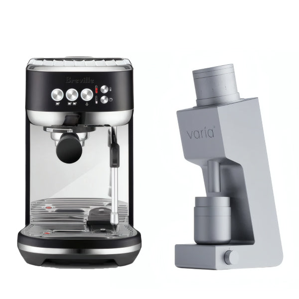 Breville Bambino Plus Black Truffle Varia VS4 Silver Espresso Machine Bundle