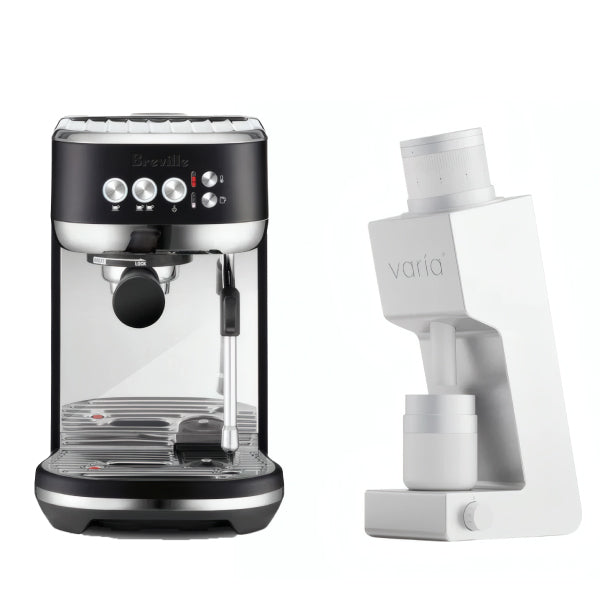 Breville Bambino Plus Black Truffle Varia VS4 White Espresso Machine Bundle