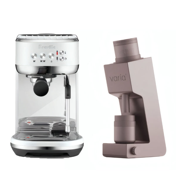 Breville Bambino Plus Sea Salt Varia VS4 Ruby Rose Espresso Machine Bundle