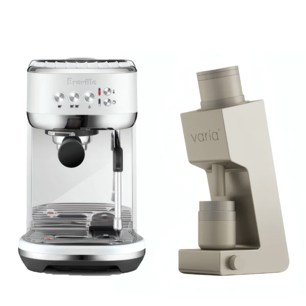 Breville Bambino Plus Sea Salt Varia VS4 Sandstone Espresso Machine Bundle