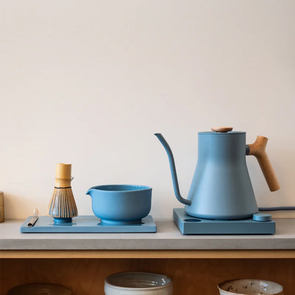 Fellow matcha tea set hazy blue ceramic bowl and whisk