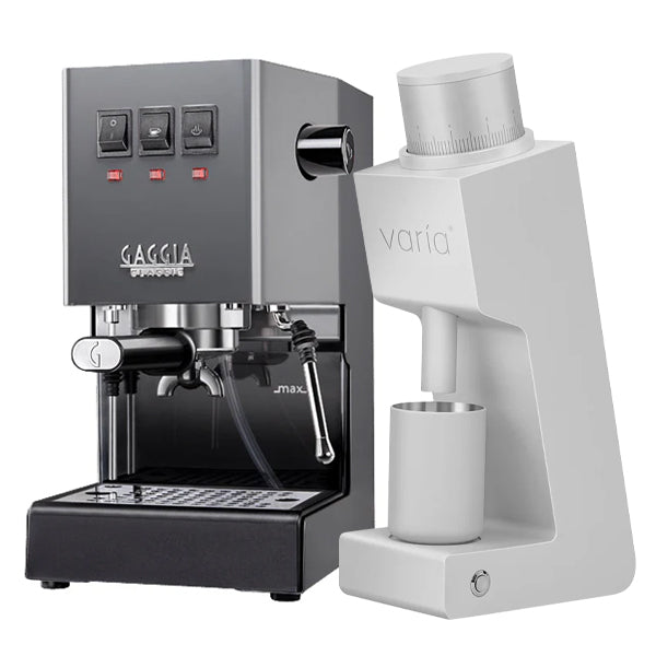 Gaggia Classic Evo Grey Bundle with Varia VS3 Silver