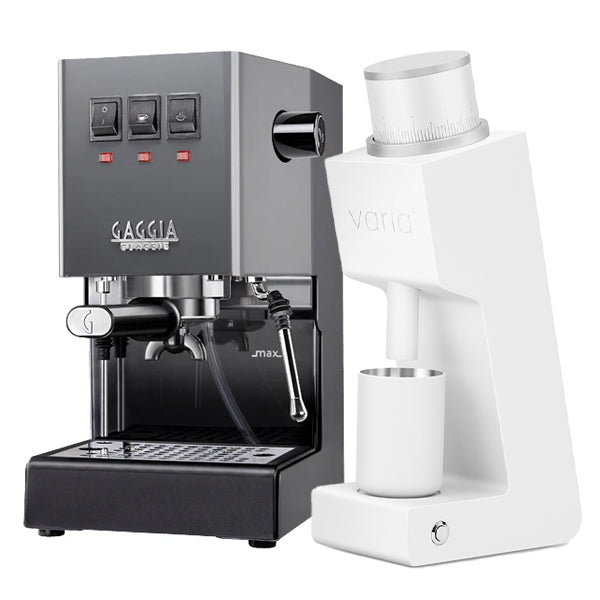 Gaggia Classic Evo Grey Bundle with Varia VS3 White