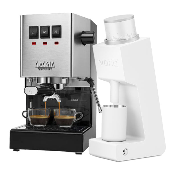 Gaggia Classic Evo Stainless Bundle with Varia VS3 White