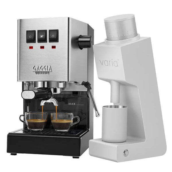 Gaggia Classic Evo Stainless Bundle with Varia VS3 Silver