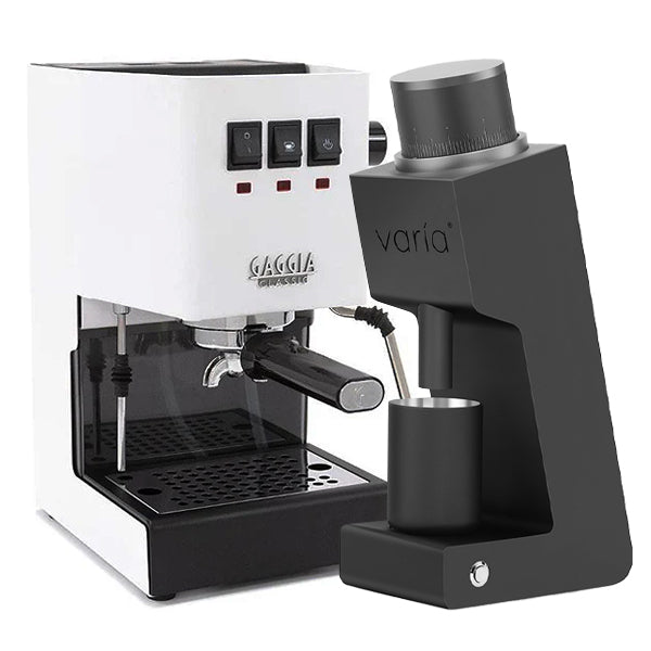 Gaggia Classic Evo White Bundle with Varia VS3 Black