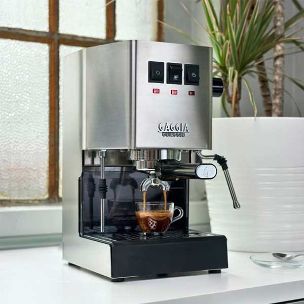 Gaggia Classic Evo Coffee Machine Stainless Steel Lifestyle