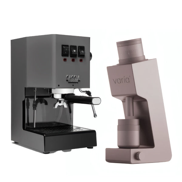 Gaggia Classic E24 Grey Varia VS4 Ruby Rose Espresso Machine Bundle