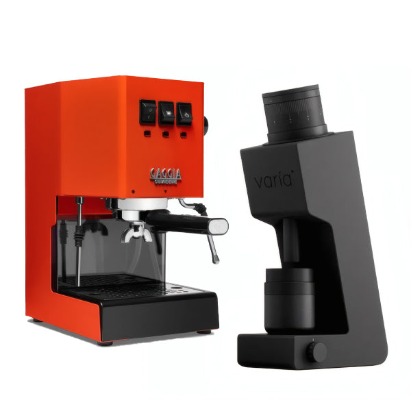 Gaggia Classic E24 Orange Varia VS4 Black Espresso Machine Bundle