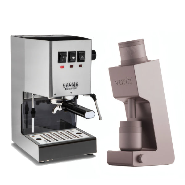 Gaggia Classic E24 Stainless Steel Varia VS4 Ruby Rose Espresso Machine Bundle