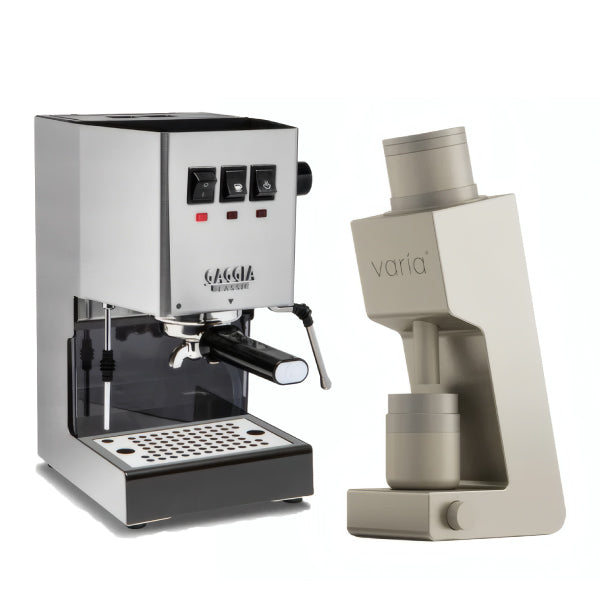 Gaggia Classic E24 Stainless Steel Varia VS4 Sandstone Espresso Machine Bundle