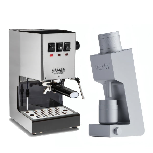 Gaggia Classic E24 Stainless Steel Varia VS4 Silver Espresso Machine Bundle