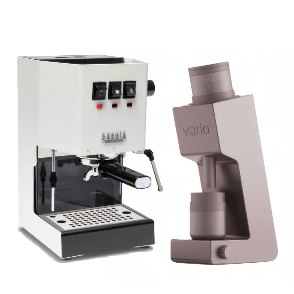 Gaggia Classic E24 White Varia VS4 Ruby Rose Espresso Machine Bundle