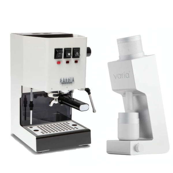 Gaggia Classic E24 White Varia VS4 White Espresso Machine Bundle