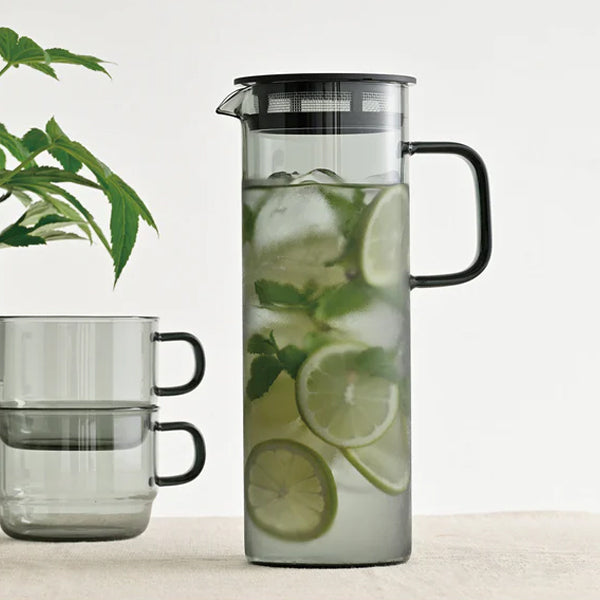 Hario Colours Glass Pitcher Grey Brew Iced Water