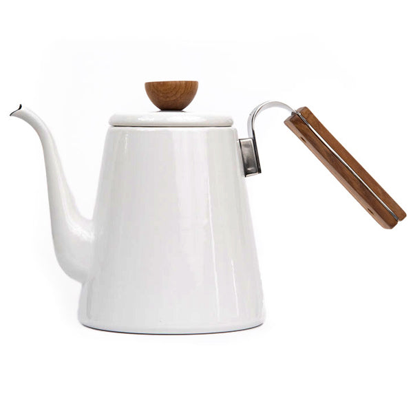 Hario bona white kettle drip wood
