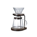 Hario Drip Stand Set in Walnut Wood Finish with Heatproof Glass Server, 600ml