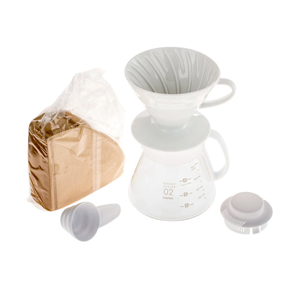 Hario V60 ceramic pour over coffee set white