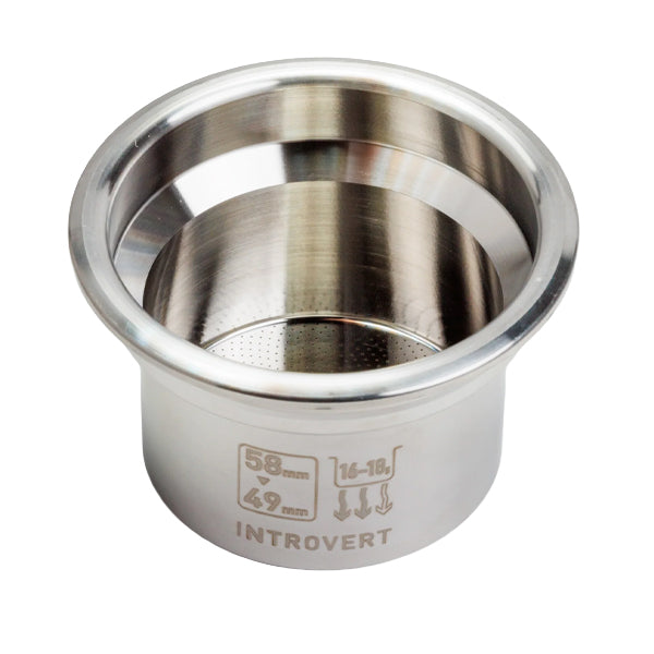 Introvert Step Down Basket 58 to 49mm Alpha Version designed for consistent espresso extraction