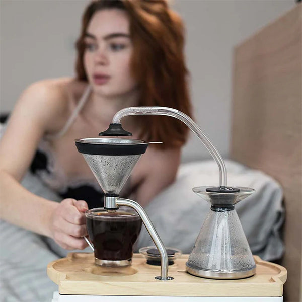 Joy Resolve Barisieur Tea and Coffee Alarm Clock In Use Morning Coffee
