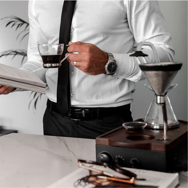 Joy Resolve Barisieur Tea and Coffee Alarm Clock In Use Morning Coffee