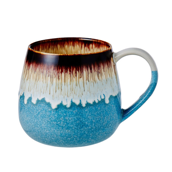 Leaf & Bean Stoneware Mug Blue Brown