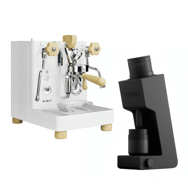 Lelit Bianca White Maple Varia VS4 Black Espresso Machine Bundle