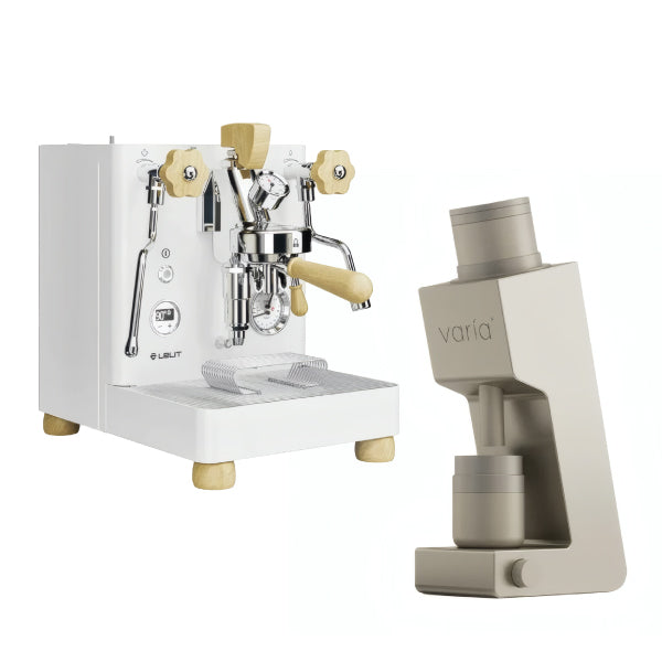 Lelit Bianca White Maple Varia VS4 Sandstone Espresso Machine Bundle