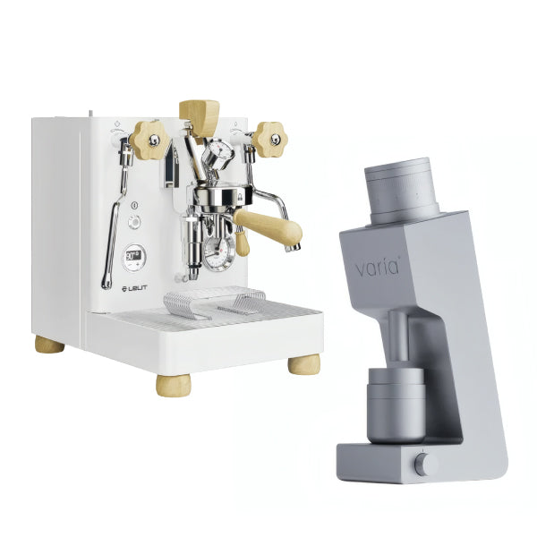 Lelit Bianca White Maple Varia VS4 Silver Espresso Machine Bundle