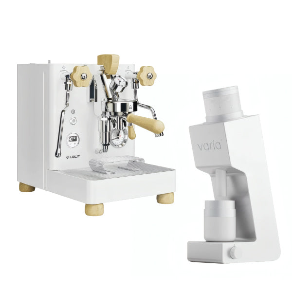 Lelit Bianca White Maple Varia VS4 White Espresso Machine Bundle