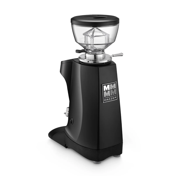 Mazzer Mini G Black espresso grinder with 64mm flat burrs and digital timer for precise coffee grinding