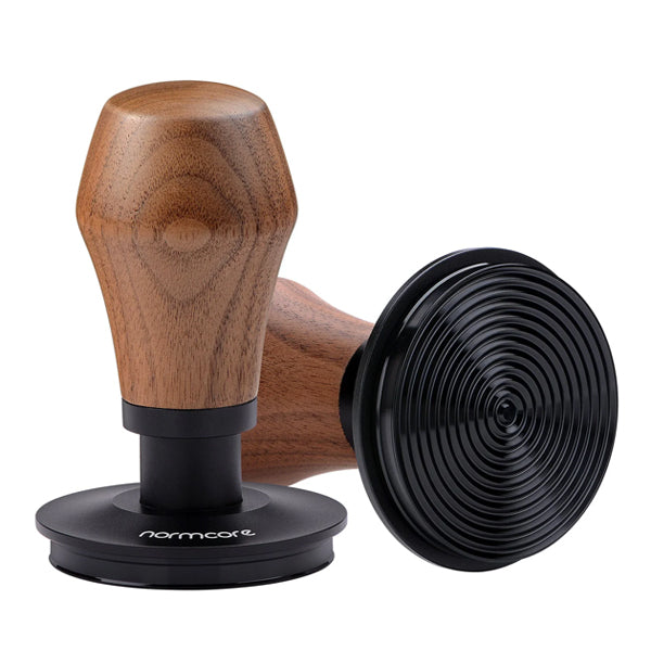 Normcore Spring Loaded Walnut Tamper V4 with Titanium Ripple Base