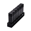 Normcore Coffee Bean Cellars V2 Set of 6 in black, six single-dose bean tubes standing in the black stand, angled side view