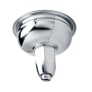 Underside of the Normcore Adjustable-Flow Tea Extraction Basket showing the polished stainless steel body and outlet spout