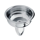 Normcore Adjustable-Flow Tea Extraction Basket angled view showing the stainless steel basket interior and outlet spout