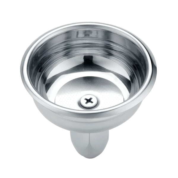 Normcore Adjustable-Flow Tea Extraction Basket in polished stainless steel with the flow disc and centre screw visible in the base