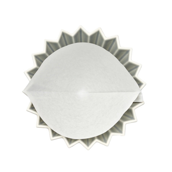 Origami paper wave coffee filters for flat bottom pour over brewing with Origami dripper