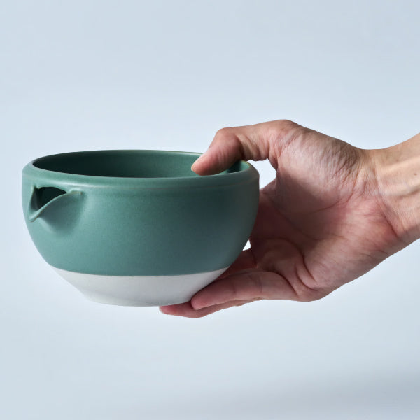 Origami Katakuchi Matcha Bowl held in one hand