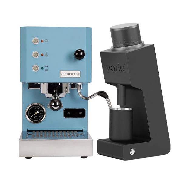 Profitec GO Coffee Machine Sky Blue Bundle with Black Varia VS3