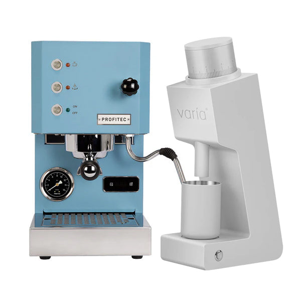 Profitec GO Coffee Machine Blue Bundle with Silver VS3