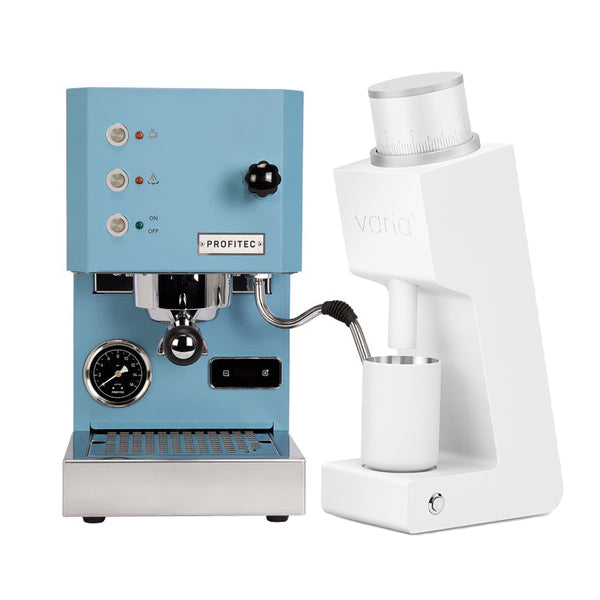 Profitec GO Coffee Machine Sky Blue Bundle with White Varia VS3