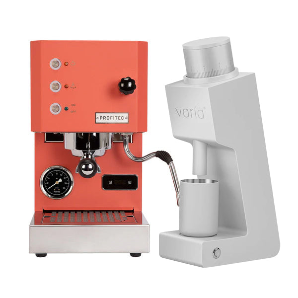 Profitec GO Coffee Machine Coral Bundle with Silver VS3