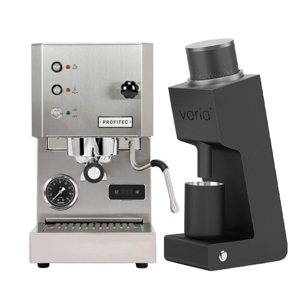 Profitec GO Coffee Machine Stainless Bundle with Black Varia VS3