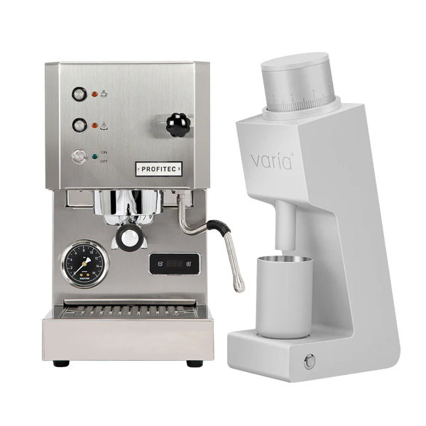 Profitec GO Coffee Machine Stainless Steel Bundle with Silver VS3