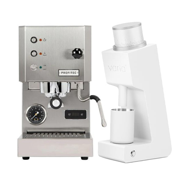 Profitec GO Coffee Machine Stainless Bundle with White Varia VS3