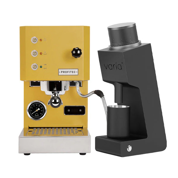 Profitec GO Coffee Machine Mustard Yellow Bundle with Black Varia VS3